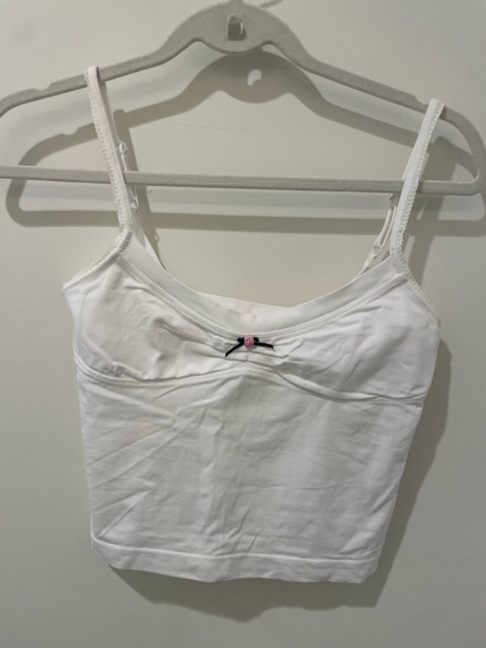 Free People Intimately-White Cami With Rose Bow Size S